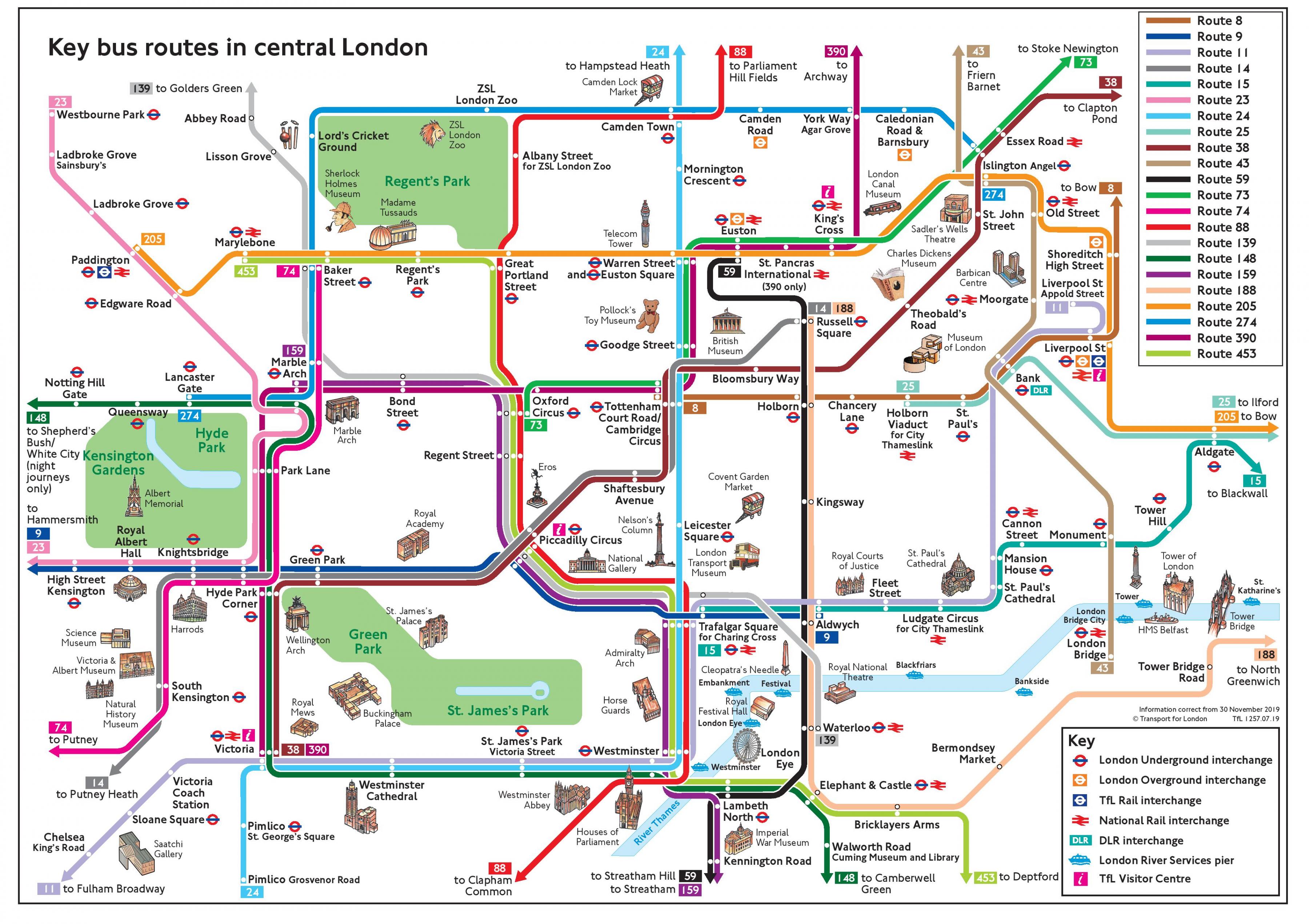 London-bus-Karte, Bus-Karte von London (England)