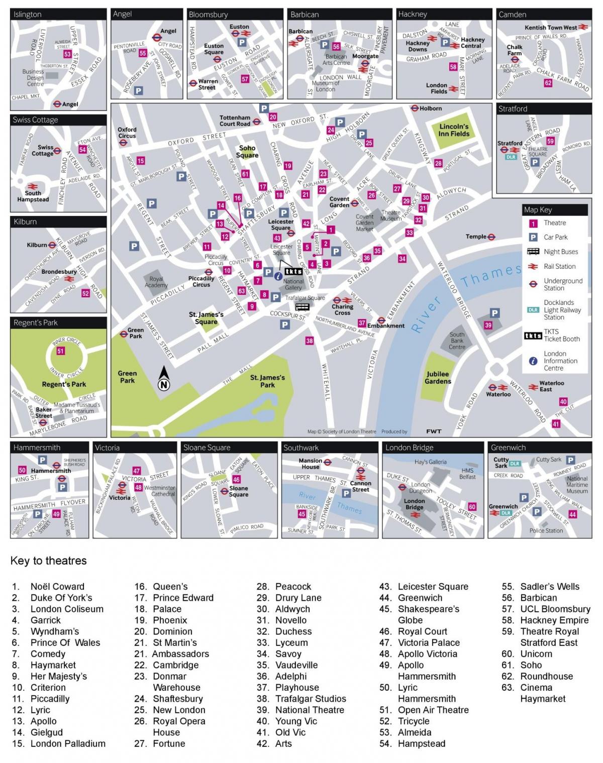 Karte von Theater in London