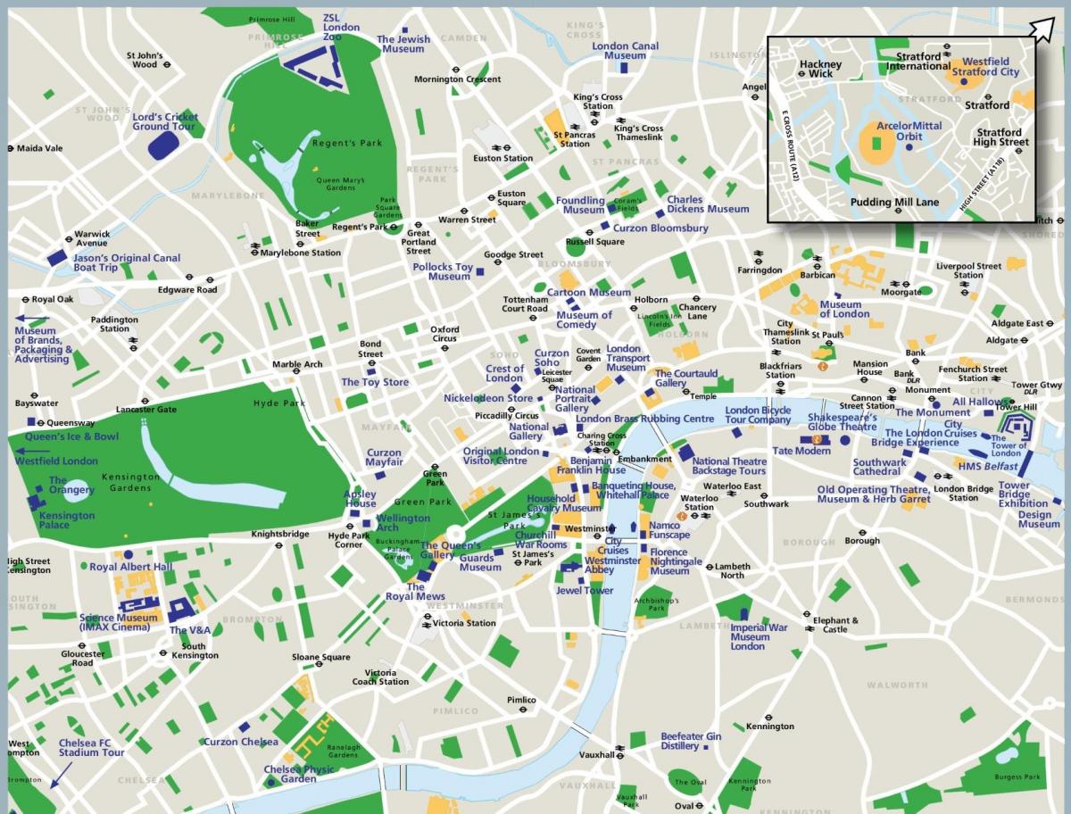 London-tourist map - Touristische Karte von London (England)