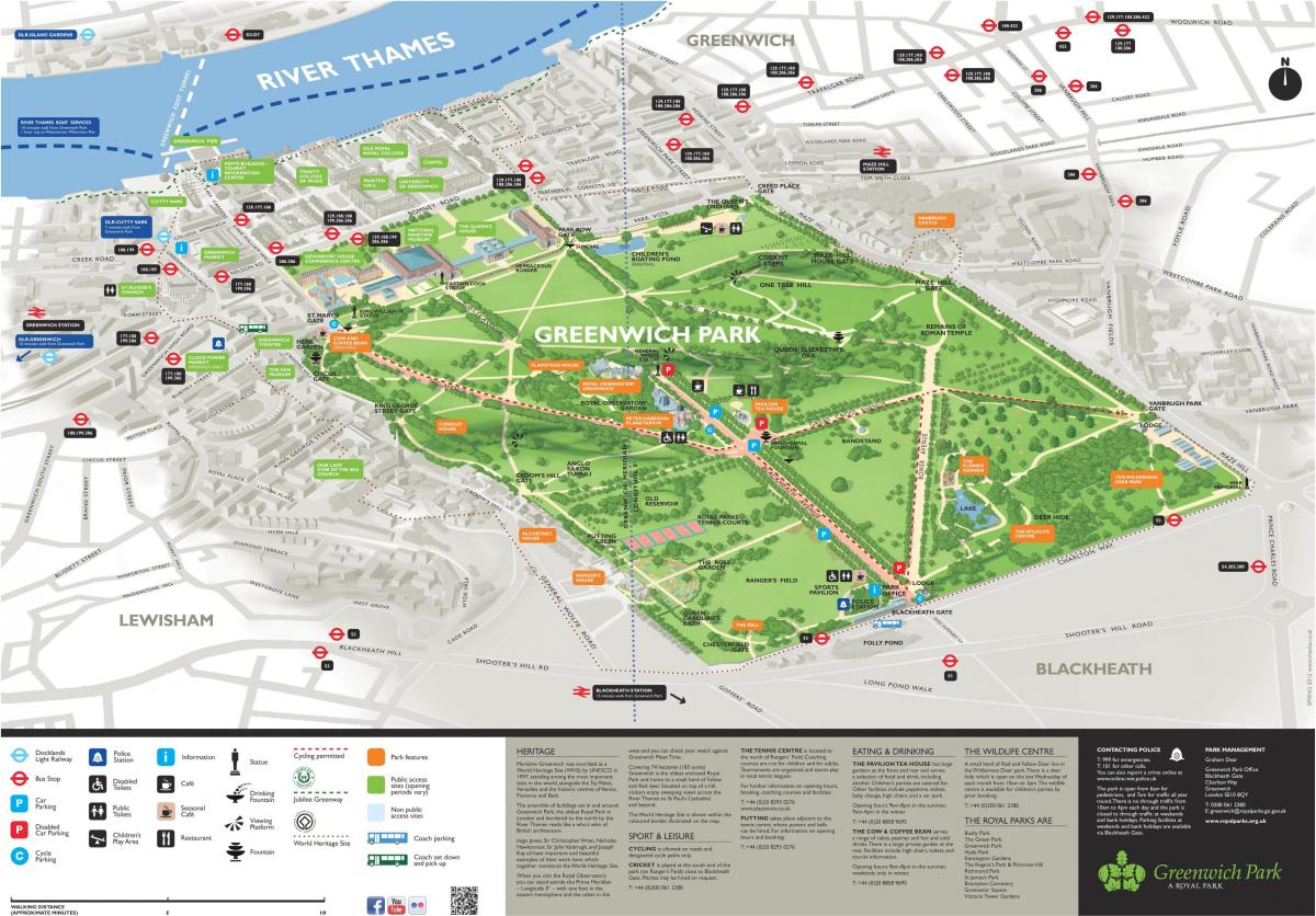Karte von Greenwich park in London