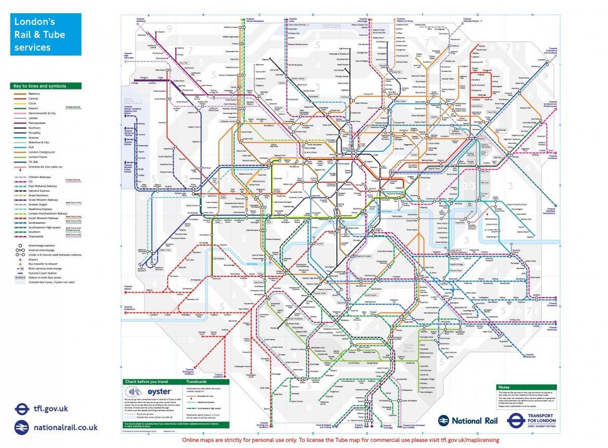 Karte der Londoner Bahnhöfen