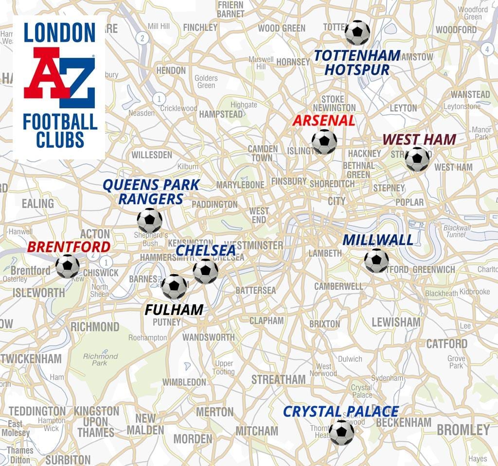 Karte von footbal Stadien London