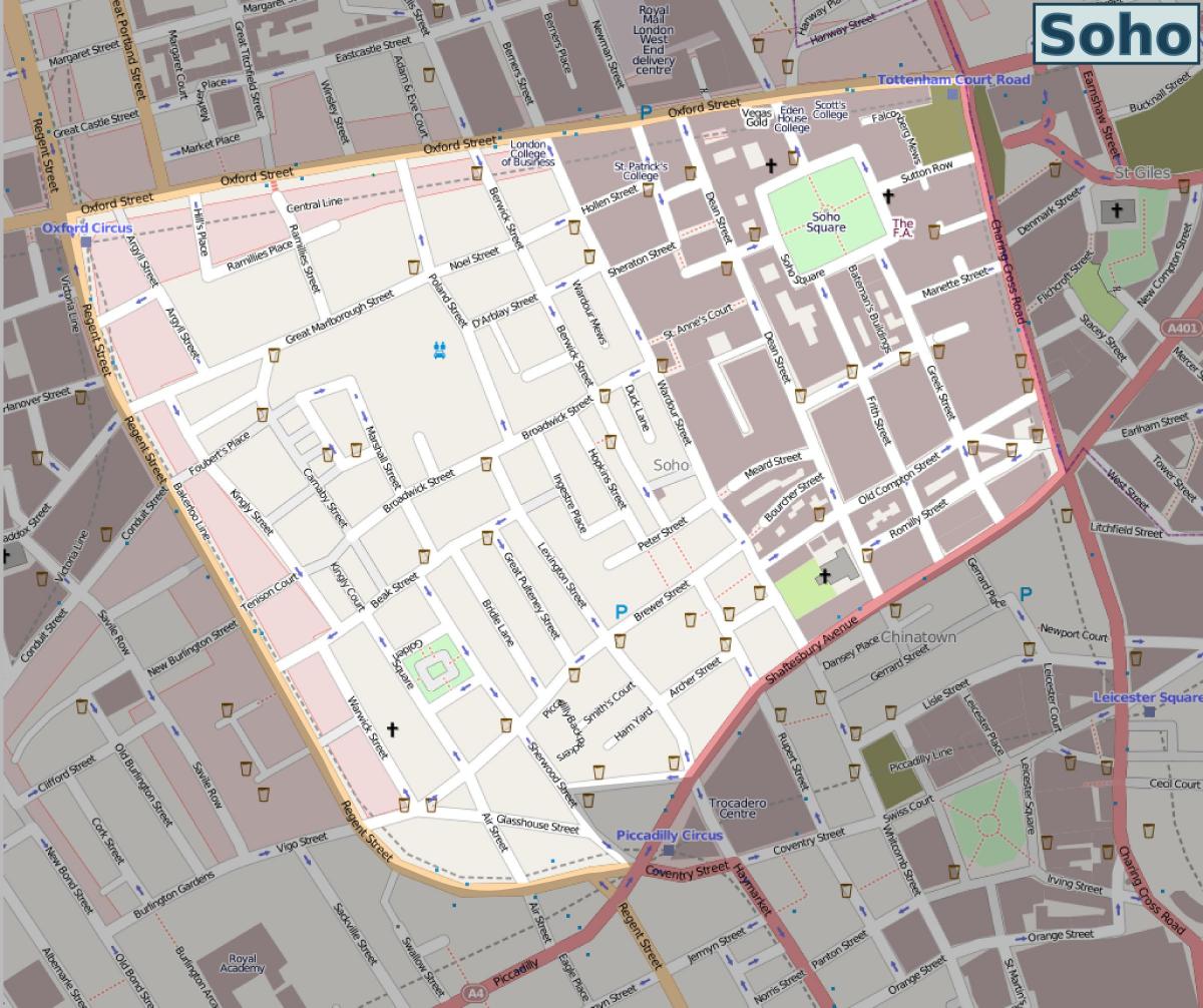 Karte von Soho London