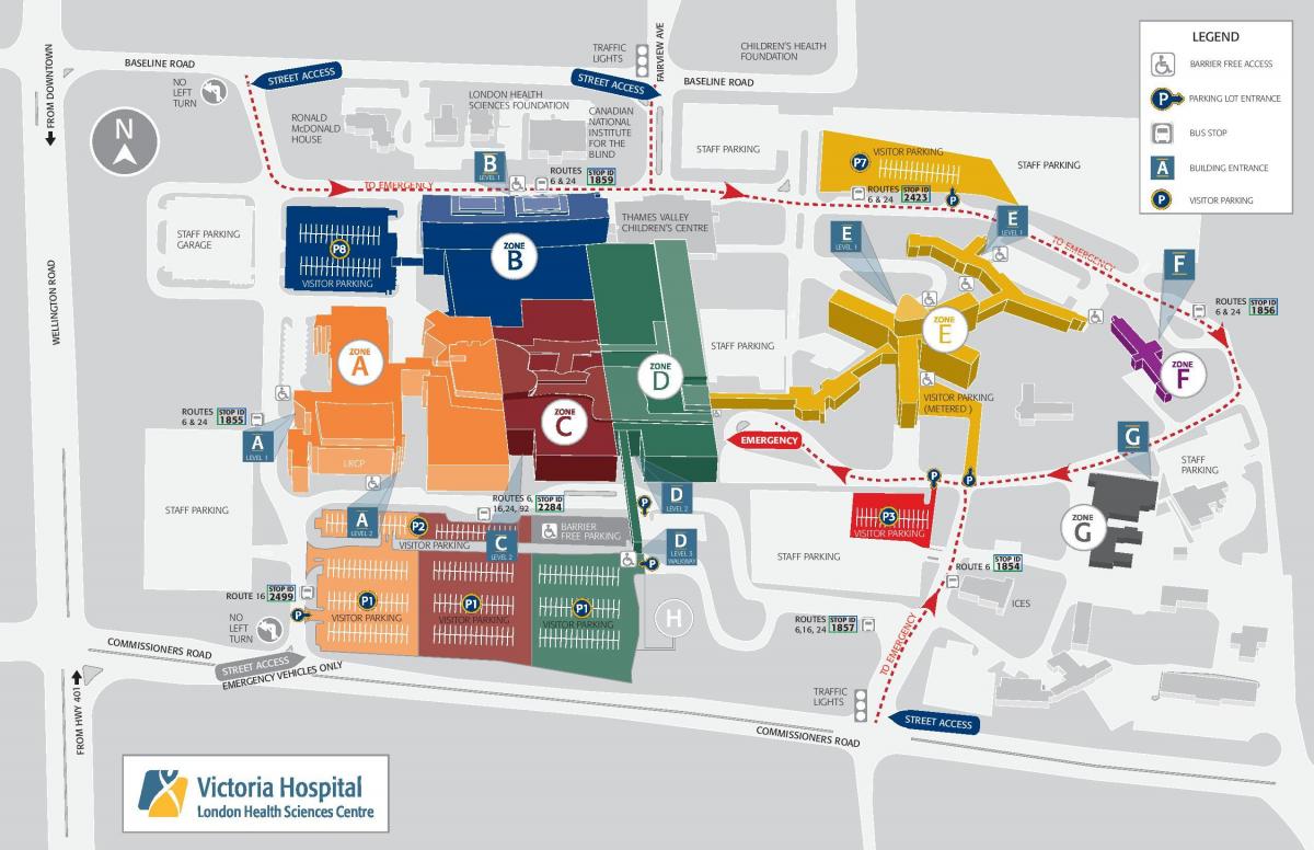 Karte von Victoria hospital in London