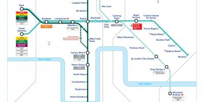 Docklands light railway, London Karte